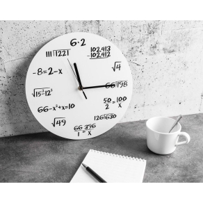 Matematična stenska ura, bela