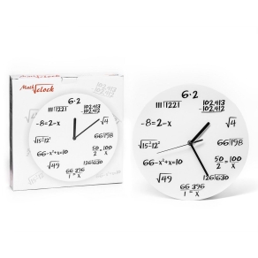 Matematična stenska ura, bela