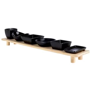 Set posodic za prigrizke s pladnjem črn 7 kos