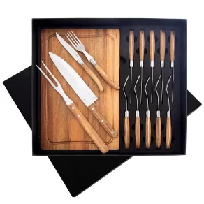 Set pribora za steak in burgerje z desko – 15 delov